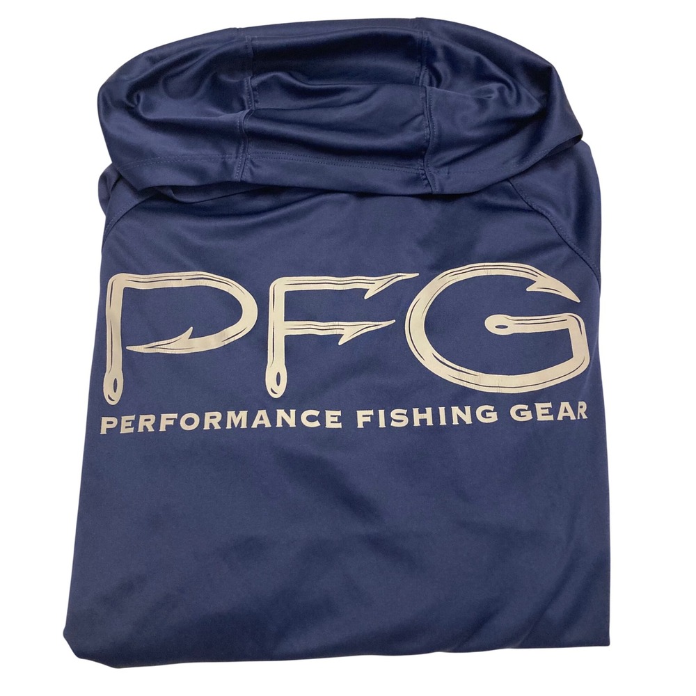 Columbia PFG Mens Navy Blue Terminal Deflector Fishing Hoodie Sun Shirt Small
